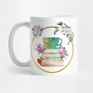 Cup of Tea with Books and flowers Mug